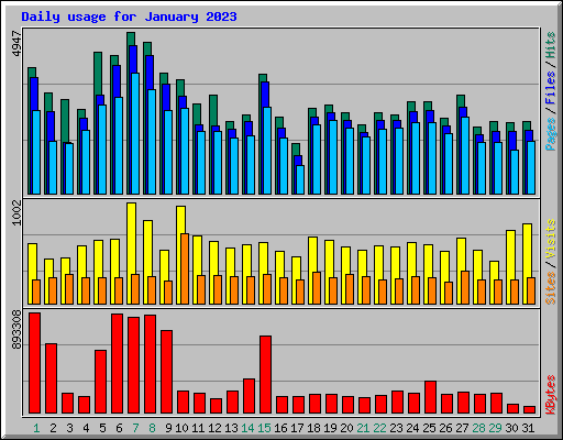 Daily usage for January 2023