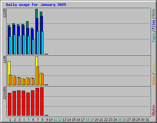 Daily usage for January 2025